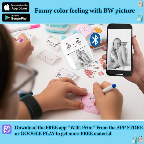 Inkless Sticker Printer-Thermal Printer with Case -Mini Printer Portable Kit-Print Pictures from Your Phone-Label Maker-Small Printer-Wireless Printer No Ink Needed-Pocket Printer in Saudi Arabia