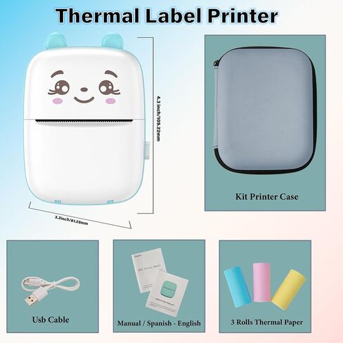 Inkless Sticker Printer-Thermal Printer with Case -Mini Printer Portable Kit-Print Pictures from Your Phone-Label Maker-Small Printer-Wireless Printer No Ink Needed-Pocket Printer in Saudi Arabia