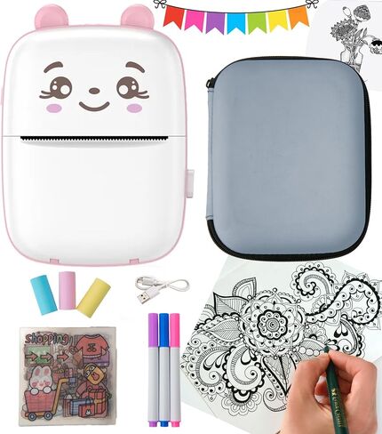 Inkless Sticker Printer-Thermal Printer with Case -Mini Printer Portable Kit-Print Pictures from Your Phone-Label Maker-Small Printer-Wireless Printer No Ink Needed-Pocket Printer in Saudi Arabia