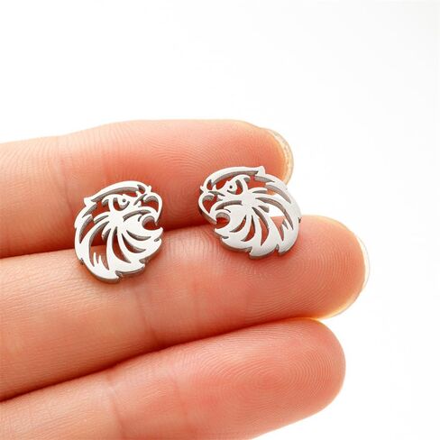Minimalist Eagle Small Stud Earrings Stainless Steel for Men Women Teen Girls Cute Punk Animal Cartilage Pierced Hypoallergenic Tiny Huggie Sleeper Studs Earring Fashion Jewelry Gifts in Saudi Arabia