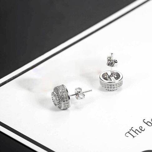 Cubic Zirconia Earrings Studs, Fashion Jewelry Round Halo Stud Earrings Hypoallergenic for Women & Men in Saudi Arabia