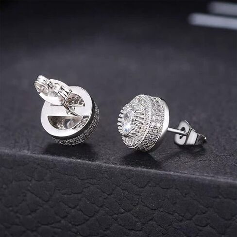 Cubic Zirconia Earrings Studs, Fashion Jewelry Round Halo Stud Earrings Hypoallergenic for Women & Men in Saudi Arabia
