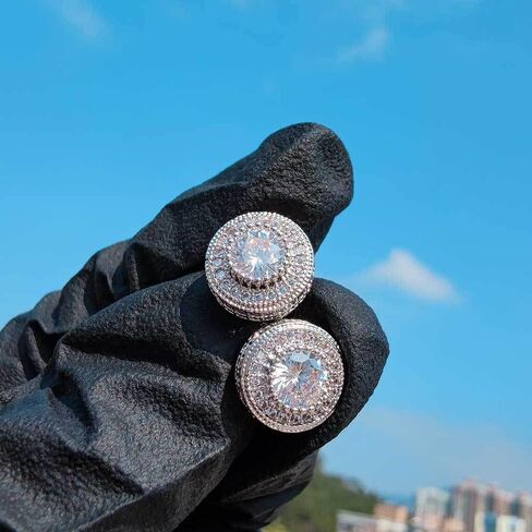 Cubic Zirconia Earrings Studs, Fashion Jewelry Round Halo Stud Earrings Hypoallergenic for Women & Men in Saudi Arabia