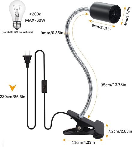 Clip Desk Lamp Socket,2 Pack Flexible Desk Light Socket,Gooseneck Clip on Light,Flexible Lamp with Clamp,Adjustable Light Stand Clamp Lamp,Night Light,Reading Book Light in Saudi Arabia