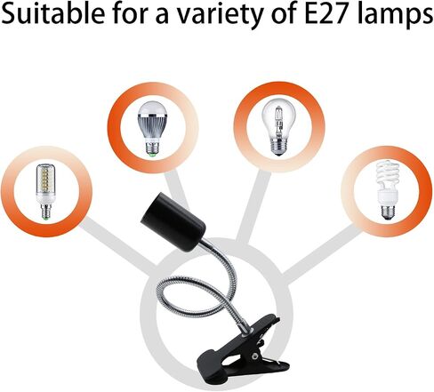 Clip Desk Lamp Socket,2 Pack Flexible Desk Light Socket,Gooseneck Clip on Light,Flexible Lamp with Clamp,Adjustable Light Stand Clamp Lamp,Night Light,Reading Book Light in Saudi Arabia