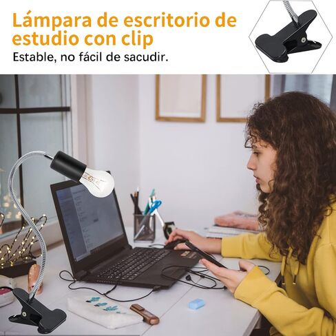 Clip Desk Lamp Socket,2 Pack Flexible Desk Light Socket,Gooseneck Clip on Light,Flexible Lamp with Clamp,Adjustable Light Stand Clamp Lamp,Night Light,Reading Book Light in Saudi Arabia