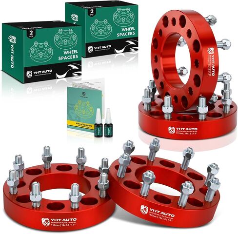 YHTAUTO 8x6.5 to 8x180 Wheel Adapters 1.5 inch Fits Chevy, GMC, Silverado Sierra 2500 3500 HD 1999-2010, C/K, Suburban, Savana, Express, 8 Lug Tire Spacers w/ M14x1.5 & 12.9 Studs, 117 mm Bore 2PCS in Saudi Arabia