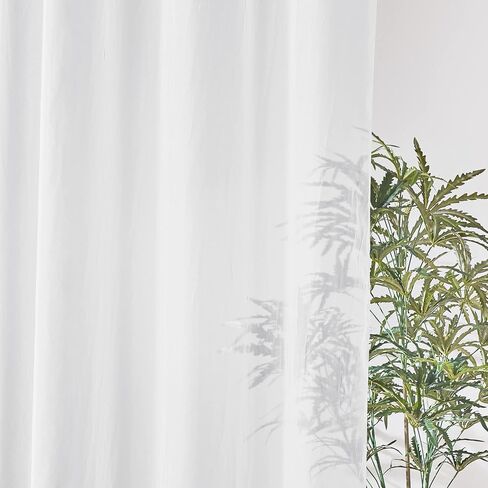 NICETOWN Crushed Sheer Curtains 63 inch Long, Grommet Crinkled Voile Sheer Light and Airy Drapes Window Treatment for Kitchen/Bathroom (52 inch Wide Each Panel, Beige, 2 Pieces) in Saudi Arabia