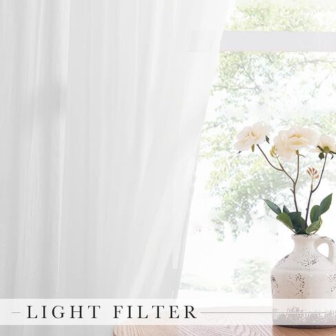 NICETOWN Crushed Sheer Curtains 63 inch Long, Grommet Crinkled Voile Sheer Light and Airy Drapes Window Treatment for Kitchen/Bathroom (52 inch Wide Each Panel, Beige, 2 Pieces) in Saudi Arabia