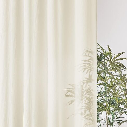 NICETOWN Crushed Sheer Curtains 63 inch Long, Grommet Crinkled Voile Sheer Light and Airy Drapes Window Treatment for Kitchen/Bathroom (52 inch Wide Each Panel, Beige, 2 Pieces) in Saudi Arabia