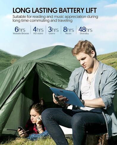 BAKEN 10.1 inch Tablet Android 13 Tablets, 7GB+64GB 1TB Expand, 6000mAh Battery, 2.4G+5G Wi-Fi 6, Quad-Core Processor, 2MP+8MP Dual Camera, Bluetooth, 1280 * 800 FHD IPS Android Tablet (Blue) in Kuwait