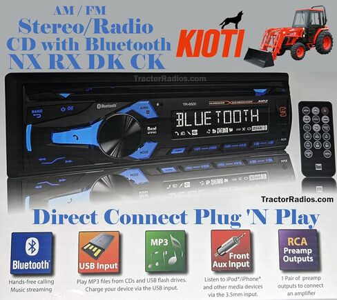 KIOTI Tractor Direct Plug N Play Bluetooth CD AM FM Stereo Radio NX RX DK CK in Saudi Arabia