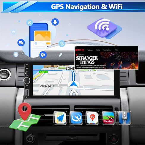 [2+64G] Single Din Android 13 Car Stereo with Wireless Apple Carplay Android Auto,6.86 Inch IPS Touchscreen Car Radio with WiFi,GPS Navigation,Bluetooth,FM/RDS,SWC,Dual USB/AUX-in +AHD Backup Camera in Saudi Arabia