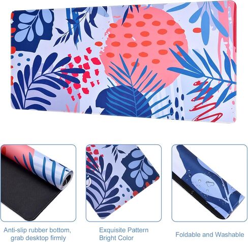 MEGREZ 3 قطع لوحة ماوس مريحة مع دعم مسند المعصم + حصيرة ماوس ألعاب كبيرة مع وسادة أكواب، لوحة ماوس ممتدة للألعاب في المنزل والمكتب، وسادة ماوس مسند للمعصم تخفف الألم، أوراق استوائية in Kuwait