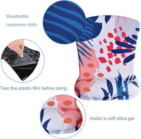 MEGREZ 3 قطع لوحة ماوس مريحة مع دعم مسند المعصم + حصيرة ماوس ألعاب كبيرة مع وسادة أكواب، لوحة ماوس ممتدة للألعاب في المنزل والمكتب، وسادة ماوس مسند للمعصم تخفف الألم، أوراق استوائية in Kuwait