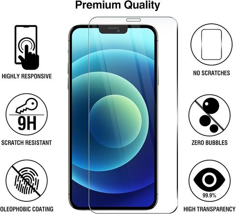 Wamife Screen Protector 2 Pack HD Screen Tempered Glass Film for iPhone 12/12 pro 6.1-inch 9H-Hardness Easy Installation Scratch Resistant in Saudi Arabia
