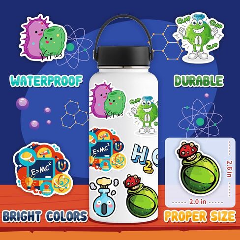 400pcs Science Stickers, Science Classroom Decor, Science Stickers for Teacher Students Kids Teens, Science Stickers for Water Bottles, Math Chemistry Physics Biology Gifts, Lab Science Decorations in Saudi Arabia