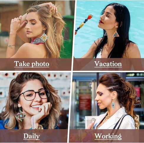 Spritewelry 6 أزواج من أقراط الماس اللوحة صنع عدة 5D اليد فسيفساء الماس الفن القرط مجموعة بوهيميا خمر تتدلى الأقراط بوهو عطلة المجوهرات للبالغين والأطفال in Kuwait