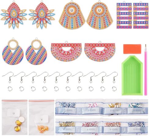 Spritewelry 6 Pairs Diamond Painting Earrings Making Kit 5D Hand Mosaic Diamond Art Earring Set Bohemia Vintage Dangle Drop Earrings Boho Vacation Jewelry for Adults Kids in Kuwait