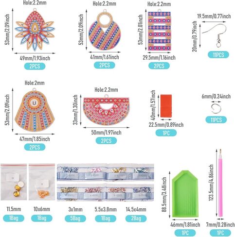 Spritewelry 6 Pairs Diamond Painting Earrings Making Kit 5D Hand Mosaic Diamond Art Earring Set Bohemia Vintage Dangle Drop Earrings Boho Vacation Jewelry for Adults Kids in Kuwait