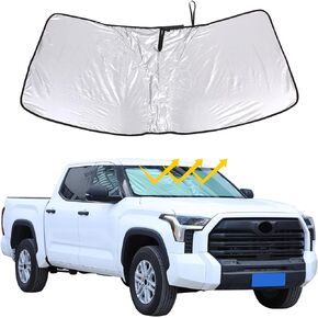 Car Front Windshield Sunshade Compatible with Toyota Tundra Sequoia 2022 2023 2024+ Front Window Sun Shade, Foldable Reflective Sun Visor,Blocks UV Rays Sun Visor Protector Heat Shield