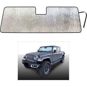 YelloPro Custom Fit Reflective Front Windshield Sunshade for 2020 2021 2022 2023 2024 Jeep Gladiator Pickup - NO Sensor - UV Reflector Sun Protection Accessories