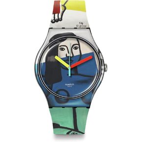 Swatch Unisex Casual Bioceramic Watch Black Art Journey Leger's Two Women Holding Flowers