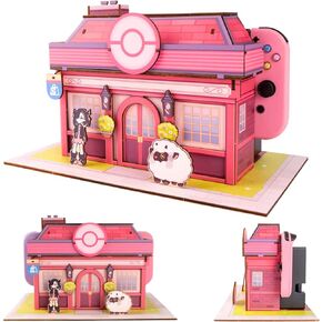 غطاء قاعدة الكرة من BelugaDesign DIY | أنيمي لطيف Kawaii الوردي الباستيل فتاة الأغنام الكرة الصلب من الورق المقوى حامل غطاء شل الجلد التبعي | متوافق مع قاعدة شحن Nintendo Switch Standard OLED in Kuwait