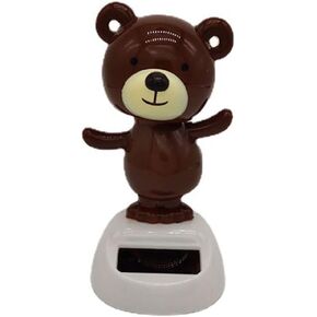 Brown Solar Dancing Bear, Solar Powered Dancing Figurine Car Dashboard Decor, Bobbling Head Bear Shaking Head Dolls Solar Power Kits Learning and Education