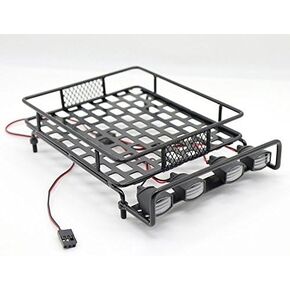 RC 1:10 Roof Luggage Rack LED Light Bar Wrangler Tamiya CC01 SCX10 Axial 514 (Black)