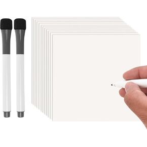 Reusable Sticky Notes 12 Pcs with 2 Markers - Dry Erase Sticker Labels - White Board Post It Notes - Reusable Sticker Paper and Notepad - Dry Erase Sticky Notes Erasable in Kuwait