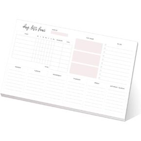 Weekly Planner Sticky Notepad / 10" x 6" Habit Tracker Repositionable Desk Pad/Motivational Weekly to-Do Pad