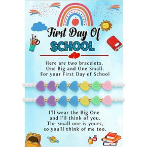 Btysun First Day of School Bracelet Back to School Gifts Matching Mother Daughter Son Bracelets Clay Bead Bracelet Birthday Christmas Jewelry