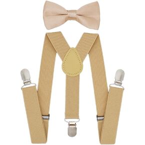 1 Set Suspender Bow Tie Set Clip On Y Shape Suspender Adjustable Derby Wedding Gatsby Costume Bowtie Bretelles for Kids Toddler Formal Events