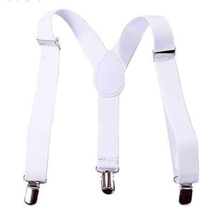 White Child Kids Girls Boys Suspenders Braces, Adjustable Clip on Y-Back Elastic Suspenders with Metal Clips for Boys Girls Boys' Suspenders Accessories, Clothing, Shoes and Jewelry