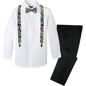 Spring Notion Boys' 4-Piece Floral Suspenders Outfit