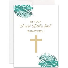 Baby Girl Baptism Card for Baby Girl Christian Religious Baptism Card for Girl (Pack of 25)