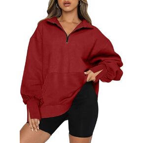 BWQ Womens Half Zip Oversized Sweatshirts Long Sleeve Shirts Loose Pullover Tops with Pockets