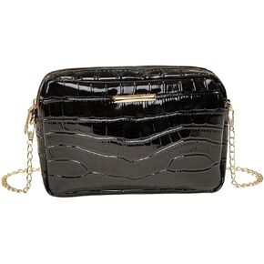 SweatyRocks Women's Crocodile Pattern Small Crossbody Handbag PU Leather Square Bag with Zipper Closure
