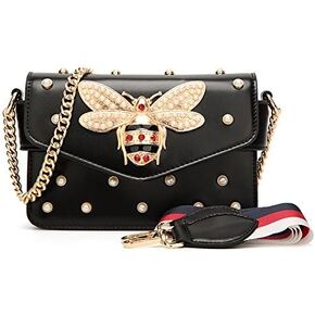 Designer Bee Purse Fashion Crossbody Bags with Pearl for Women Pu Leather Shoulder Clutch Handbags in Saudi Arabia