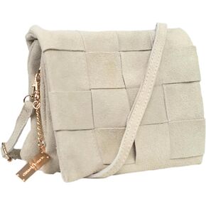 CHARO GARCIA. Suede Leather Handbag with Removable Strap. Crossbody Purse for Woman Made in Italy. Size 9 in x 7 in.