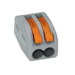 222-412 | WAGO Lever-Nuts® Splicing Connector | for Solid and Stranded Conductors | 2-Conductor with Operating levers | 28 – 12 AWG | Gray housing | [Jar of 350 Pieces]