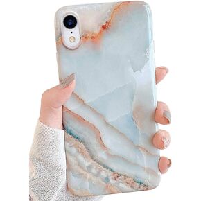 J.west iPhone XR Case 6.1-inch, Luxury Grey Marble Design Graphics Stone Pattern Ultra Slim Thin Flexible Bumper Soft Rubber TPU Silicone Protective Phone Case Cover for Girls Womens Agate Slice
