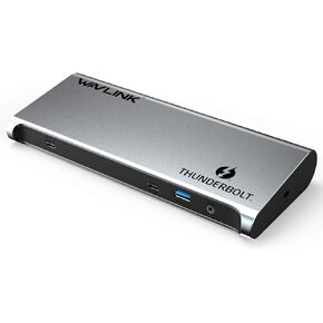 WAVLINK Thunderbolt 3 Dock - Dual Monitors 4K@60Hz/FHD@144Hz & Single 8K@30Hz and 60W Host Charging for Thunderbolt 3/4, USB-C Windows/Mac (Thunderbolt 3 Port, 2X DP1.4, 3xUSB 10Gbps, 2xUSB3.0, LAN)