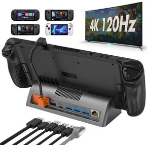 Docking Station for Steam Deck and Steam Deck OLED,Steam Deck Dock Supports 4K@120Hz HDMI Display Output,Steam Deck Docking Station with Gigabit Ethernet and 3 USB 3.0 Ports