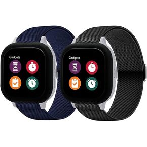 2 Packs Stretchy Nylon Band Compatible with Gizmo Watch 3 2 1/Gabb Watch 3 2 1/SyncUP Kids Watch Band for Kids,20mm Soft Elastic Smartwatch Band with Adjustable Buckle for Boys & Girls