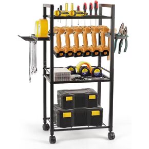 Tool Storage Organizer Garage Storage Organization Heavy Duty Metal Drill Holder with Wheels Rolling Tool Cart Gift for Men Dad in Kuwait