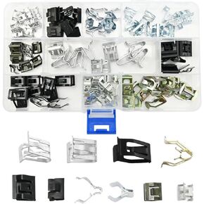 100Pcs 4A0-867-276A Spring Clip Metal Trim Panel U-Shaped Car Clip Replacement for VW Audi Multiple Sizes 7 10 11 14 13.1 15.8 16 MM