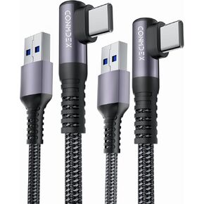 CONMDEX USB C Cable 10Gbps [1ft, 2Pack] Right Angle, 3.1A Fast Charge Cord in Kuwait