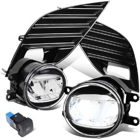 DNA MOTORING FL-ZTL-317-CH LED Fog Light With Bezel & Switch Driver & Passenger Side Enhance visibility [Compatible with 18-20 Toyota Camry SE/XSE]